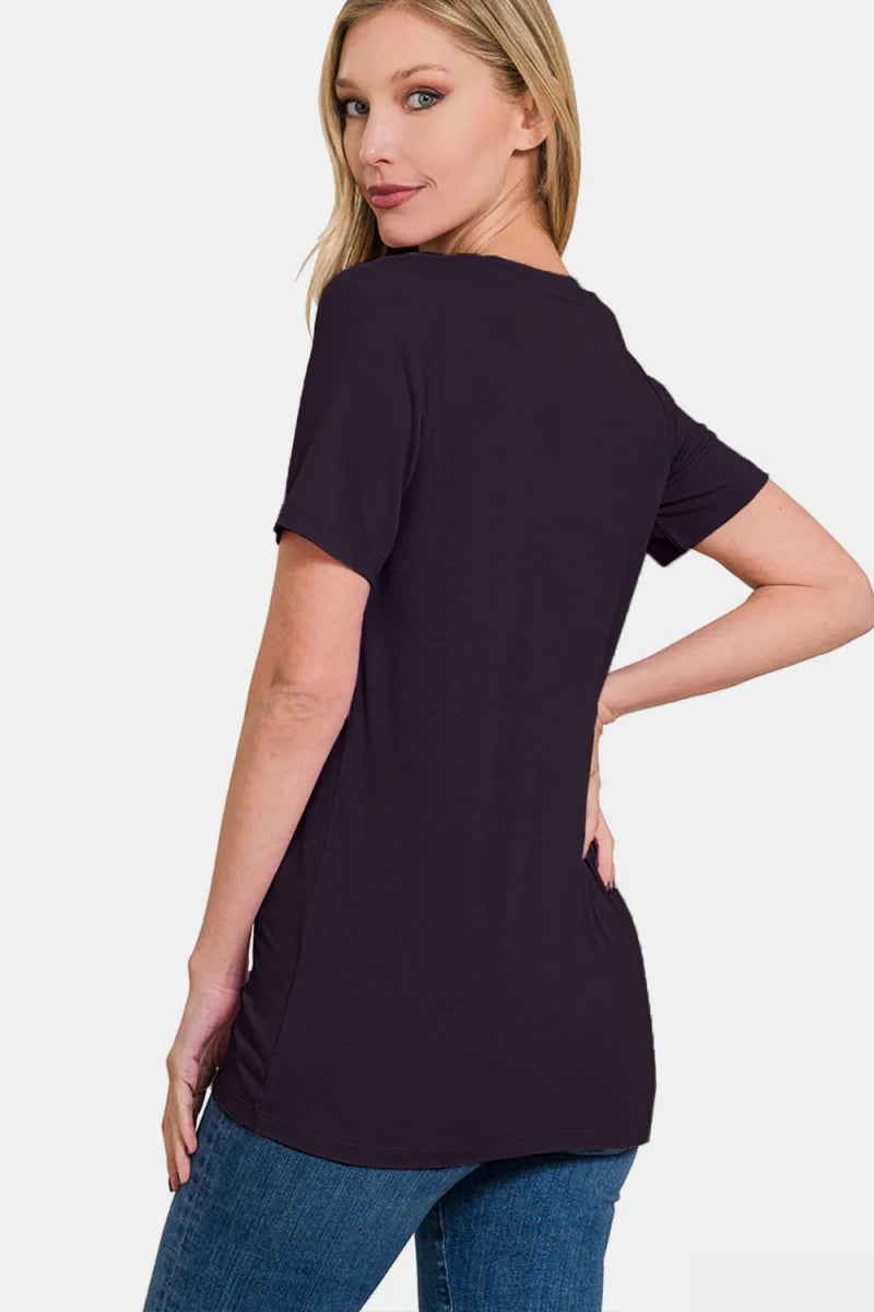 Zenana V-Neck Short Sleeve T-Shirt for Everyday Wear - Love Salve